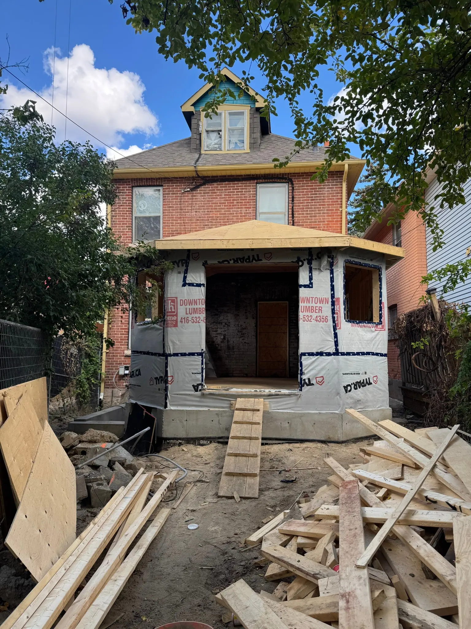 Dundas rear extension during construction